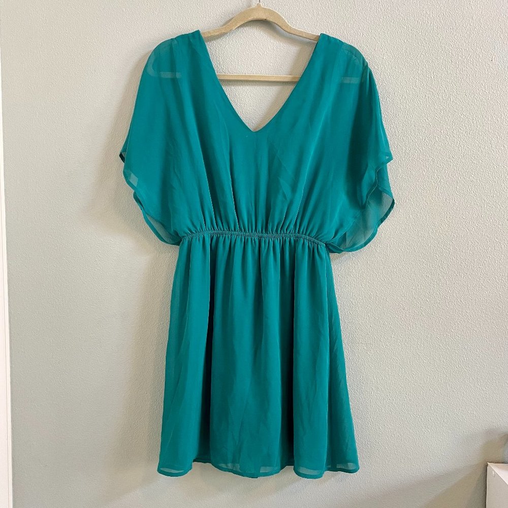 Teal Chiffon Overlay Dress